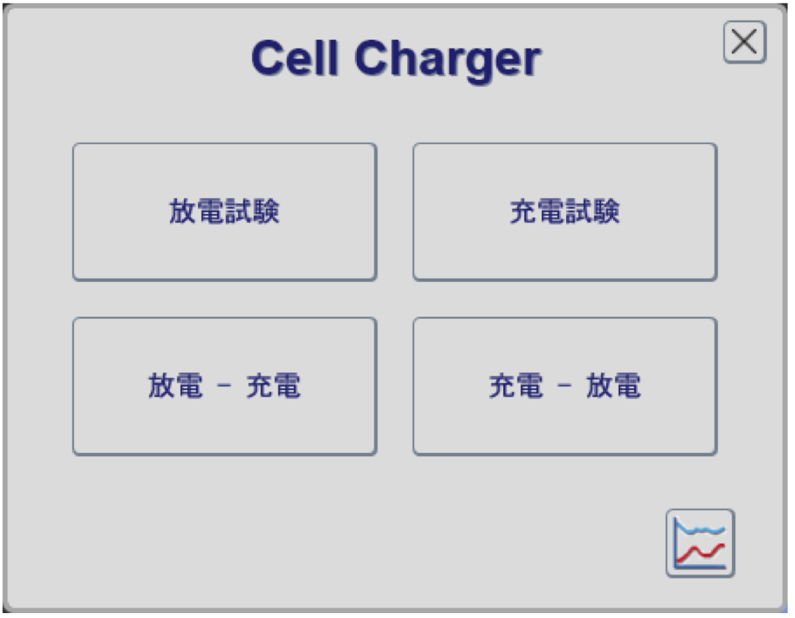 セルチャージャー メニュー画面 Cell Charger Menu