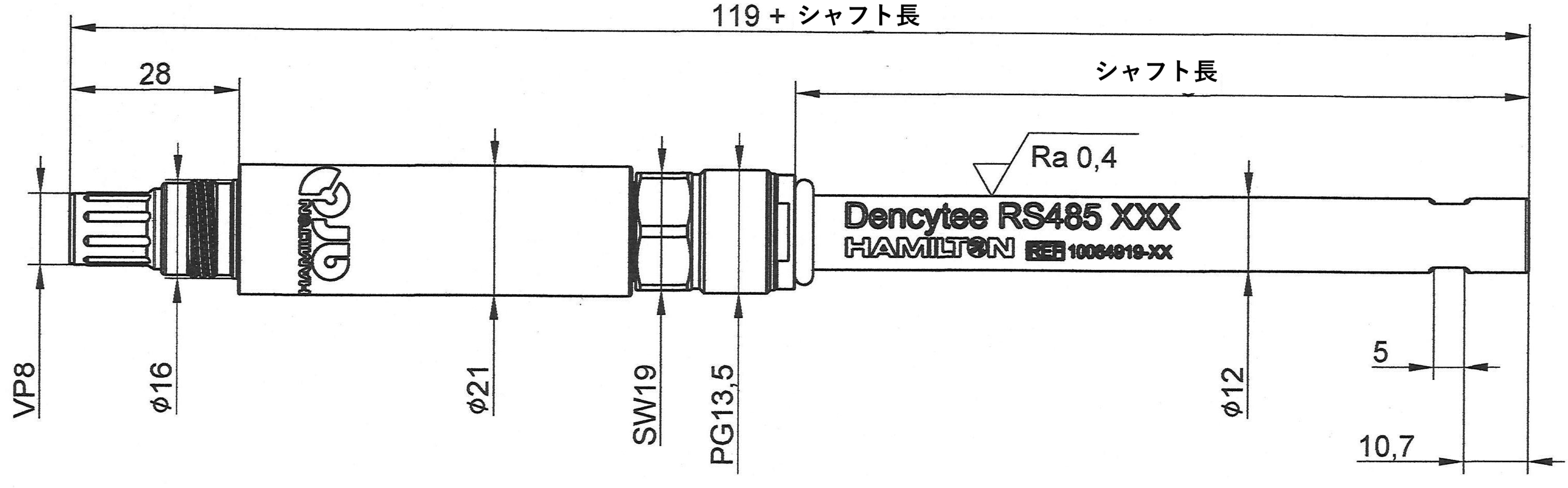 Hamilton Total Cell Density Sensor Dencytee RS485 Drawing